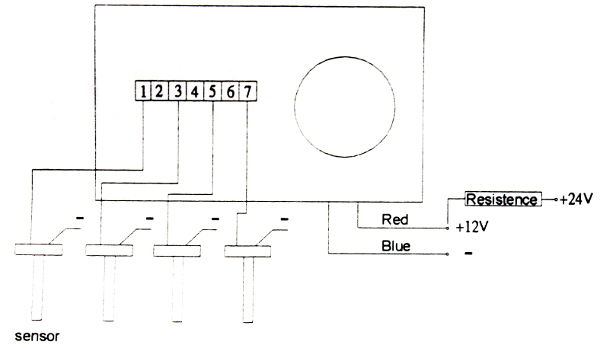 Schemat podłączenia wskaźników serii MP-01